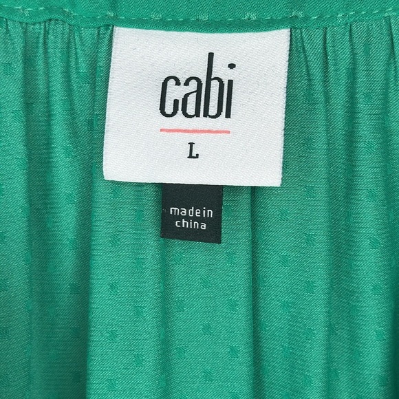 CAbi Sleeveless Lush Blouse #5549 Halter Green Polka Swiss Dot Top Size L - Picture 8 of 12